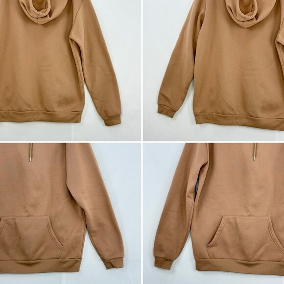 Women’s Hoodie Sweatshirt Brown Kangaroo Pocket Hood Size L - Picture 11 of 16
